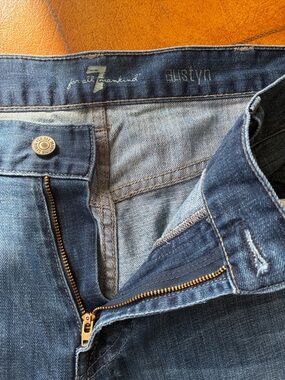 7 For All Mankind Medium Blue Austyn Jeans with Gold Hardware
